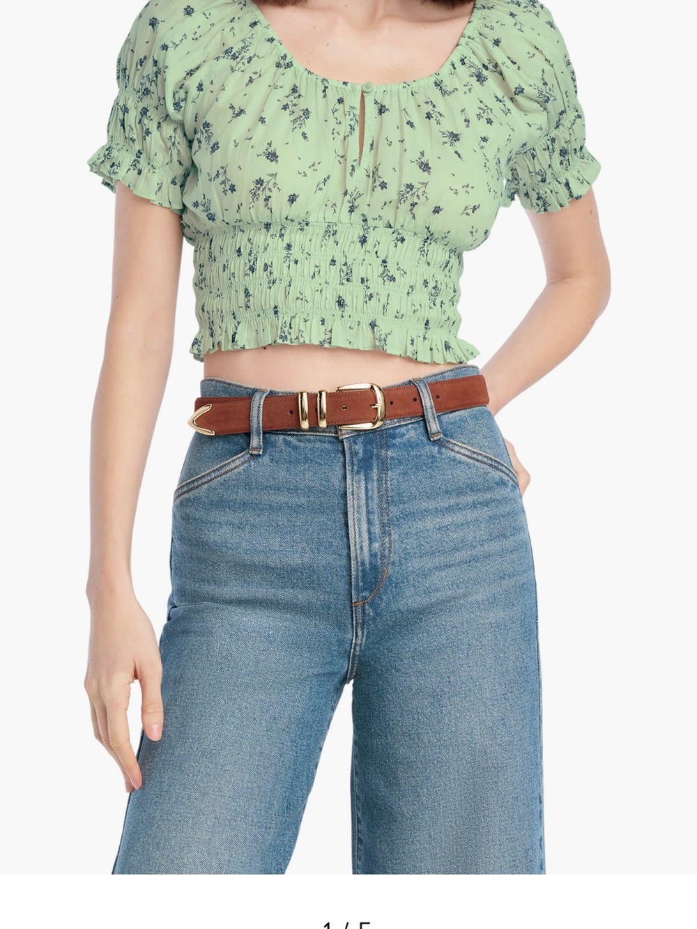 Favorite Daughter The Swoon Ruffle Trim Smocked Crop Top Size S